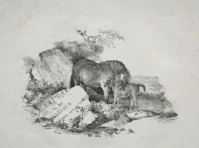 Klacz i jej źrebię. autorstwa Theodore Gericault