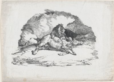 Lew pożerający konia autorstwa Theodore Gericault