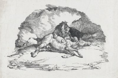 Lew pożerający konia, 1818. autorstwa Theodore Gericault