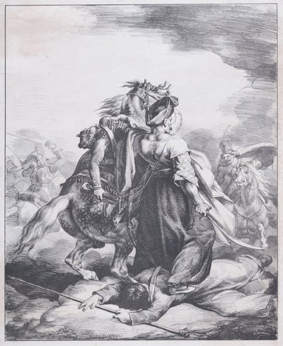 Mameluk broniący rannego trębacza autorstwa Theodore Gericault