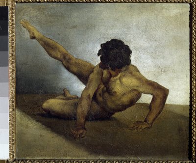 Nagi mężczyzna kręci się na ziemi - olej na płótnie autorstwa Theodore Gericault