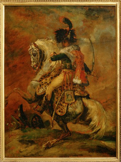 Oficer Chasseurs a Cheval z Garde Imperiale, szarżujący. Salon 1812 ... autorstwa Theodore Gericault