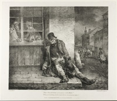 Litość nad smutkami biednego starca!... 1821 (litografia w czerni na papierze tkanym z kości słoniowej) autorstwa Theodore Gericault