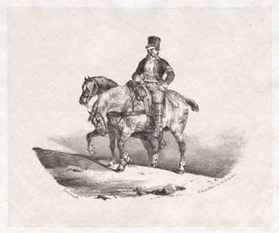 Listonosz lub dwa zaprzęgnięte konie, 1823. autorstwa Theodore Gericault