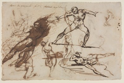 Arkusz szkiców (recto) Arkusz szkiców (verso) autorstwa Theodore Gericault