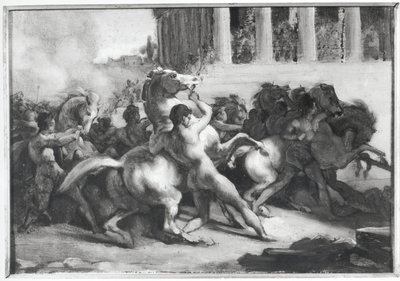 Studia do wyścigu koni barbarzyńskich autorstwa Theodore Gericault