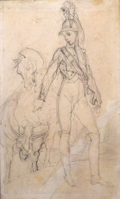 Studium smoka i jego konia autorstwa Theodore Gericault