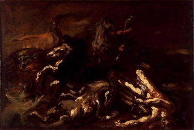 Śmierć Hipolita (olej na płótnie) autorstwa Theodore Gericault
