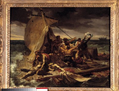 Tratwa szkiców Meduse Premiere. Obraz Teodora Gericaulta (1791-1824). Ciemny. 0,37 x 0,46 m. autorstwa Theodore Gericault