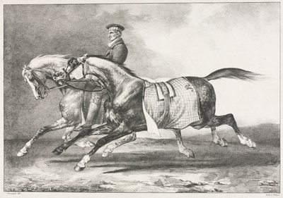 Ćwiczenie na dwóch nakrapianych koniach, 1822. autorstwa Theodore Gericault