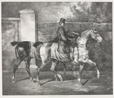 Dwa konie ćwiczone przez dżokeja autorstwa Theodore Gericault