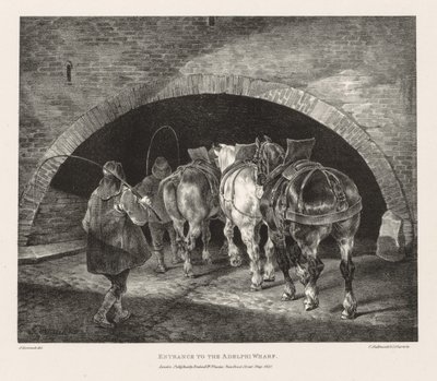 Różne przedmioty zaczerpnięte z życia i na kamieniu: wejście do Adelphi Wharf autorstwa Theodore Gericault