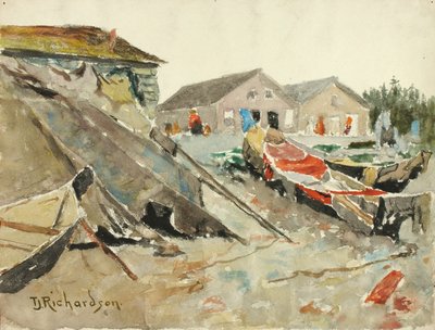 Suszenie koców nad kajakami autorstwa Theodore J. Richardson