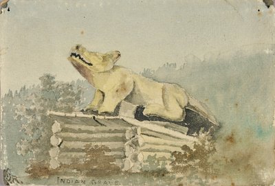 Indiański grób. Wilczy totem nad grobem Indianina, Wrangell autorstwa Theodore J. Richardson