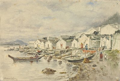 Rodzima wioska rancza, Sitka, 1884. autorstwa Theodore J. Richardson