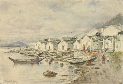 Ranczo Native Village, Sitka, 1884 r. autorstwa Theodore J. Richardson