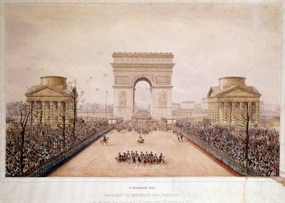 Cesarz francuski Napoleon III (1808-1873) wkroczył do Paryża 2.12.1852. Akwarela Teodora Junga (1803-1865) autorstwa Theodore Jung