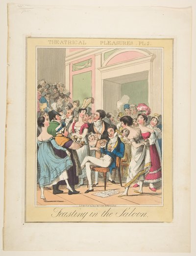 Teatralne przyjemności, płyta 5: Uczta w Sali, ok. godz. 1835. autorstwa Theodore Lane
