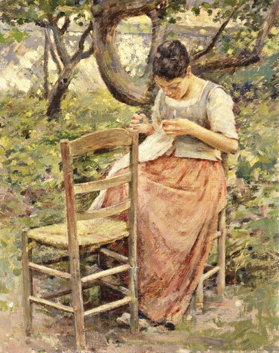 Krawcowa, ok. 1891 r. autorstwa Theodore Robinson