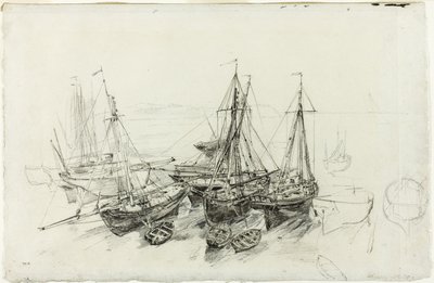 Łodzie rybackie w Granville autorstwa Theodore Rousseau