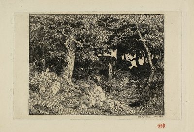 Skalne dęby autorstwa Theodore Rousseau