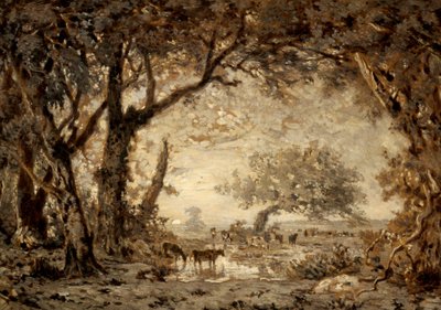 Zachód słońca z lasu Fontainebleau autorstwa Theodore Rousseau