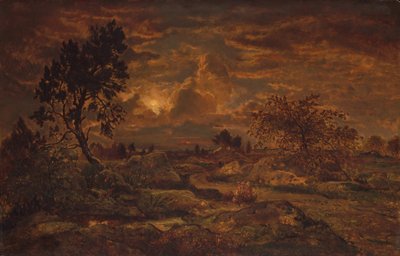 Zachód słońca w pobliżu Arbonne, ca. 1860-65. autorstwa Theodore Rousseau