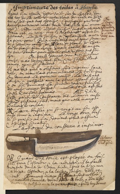 Nóż gruntujący (ilustracja) autorstwa Theodore Turquet de Mayerne