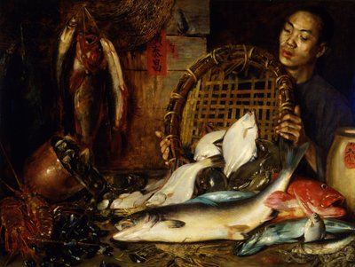 Chiński sprzedawca ryb, 1881. autorstwa Theodore Wores