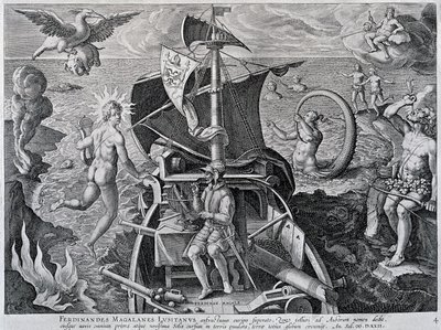 Alegoria o podróżach Ferdynanda Magellana (1480-1521), autorstwa Theodora de Bry (1528-1598) autorstwa Theodore de Bry