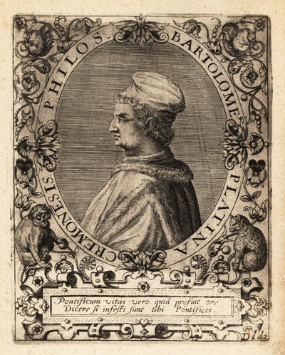 Bartolomeo Sacchi, włoski pisarz renesansowy. autorstwa Theodore de Bry