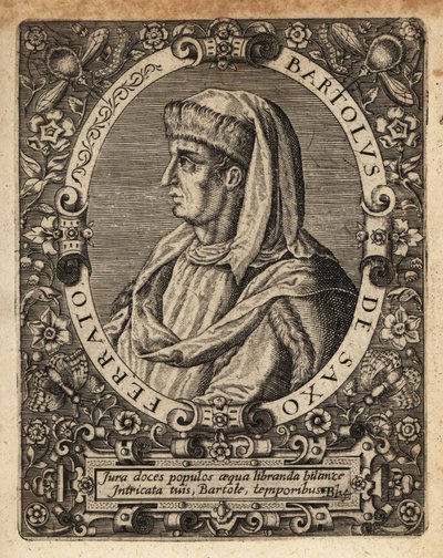 Bartolome de Saxoferrato, włoski profesor prawa. autorstwa Theodore de Bry