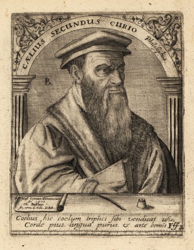 Caelius Secondo Curione, włoski humanista. autorstwa Theodore de Bry