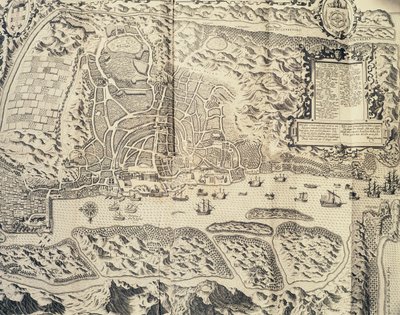 Miasto Goa w Indiach, Grawerowanie Theodora de Bry (1528-1598) z relacji z podróży marynarza Jana Huyghena van Linschotena do portugalskich Indii Wschodnich 1579-1592), XVI w. autorstwa Theodore de Bry