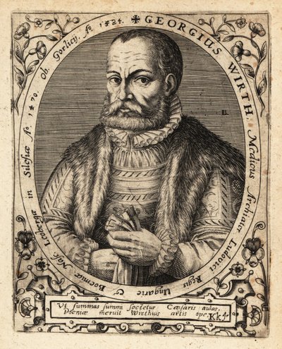 George Wirth, niemiecki lekarz, urodzony w Gorlicach 1424. autorstwa Theodore de Bry