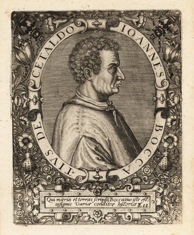 Giovanni Boccaccio, włoski pisarz. autorstwa Theodore de Bry