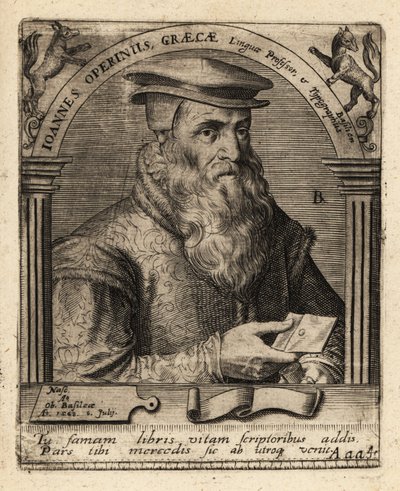 Hans Herbst, szwajcarski drukarz humanistyczny. autorstwa Theodore de Bry