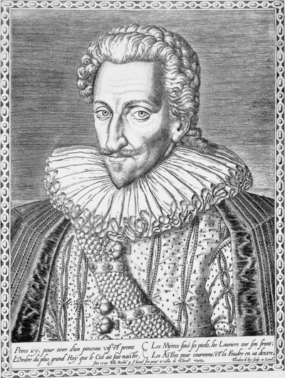 Henryk IV Francji jako król Nawarry, 1589 autorstwa Theodore de Bry
