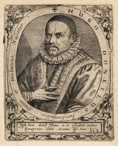 Hugues Doneau, francuski profesor prawa. autorstwa Theodore de Bry