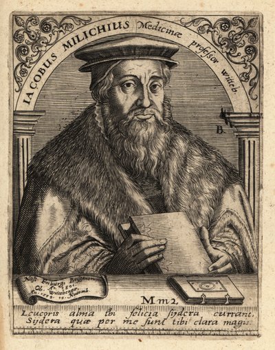 Jacob Milich, niemiecki astronom autorstwa Theodore de Bry