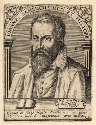 Janos Zsamboky, węgierski humanista uczony autorstwa Theodore de Bry