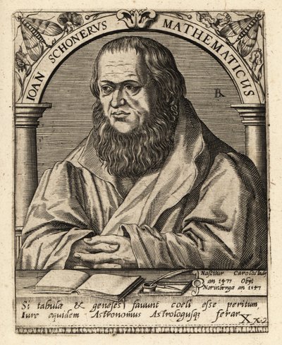 Johannes Schoner, niemiecki politolog autorstwa Theodore de Bry