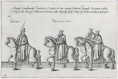 Burmistrz i radni w konduktach pogrzebowych sir Philipa Sidneya w drodze do katedry św. Pawła, 1587 autorstwa Theodore de Bry