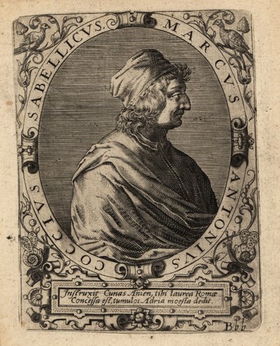 Marcus Antonius Coccius Sabellicus, włoski uczony. autorstwa Theodore de Bry