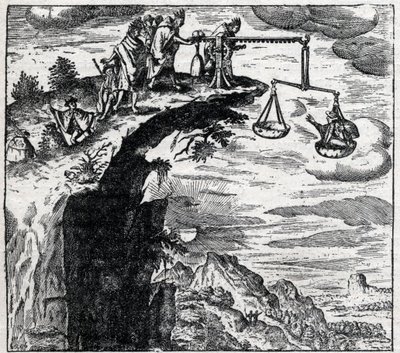 Metoda wymuszenia zeznań od przestępcy w Ameryce Południowej w czasie przybycia Hiszpanów; z „Podróży” Teodora de Bry (1528-1598) autorstwa Theodore de Bry