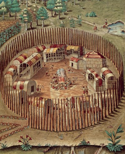 Ufortyfikowana wioska rdzennych Amerykanów w Wirginii autorstwa Theodore de Bry