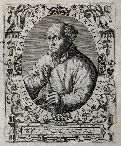 Filipus Theophrastus Aureolus Bombastus von Hohenheim Paracelsus, 1645. autorstwa Theodore de Bry