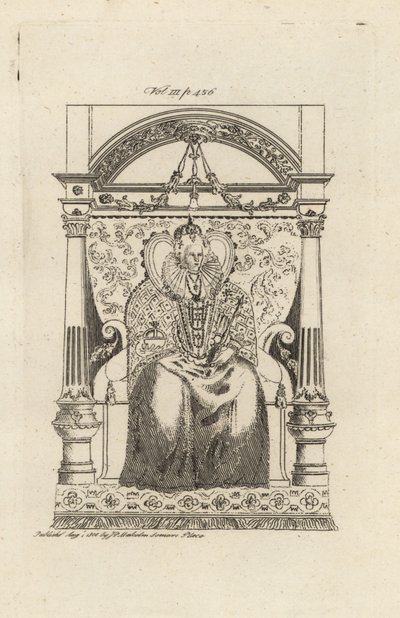 Królowa Elżbieta I z Anglii z witrażu. autorstwa Theodore de Bry