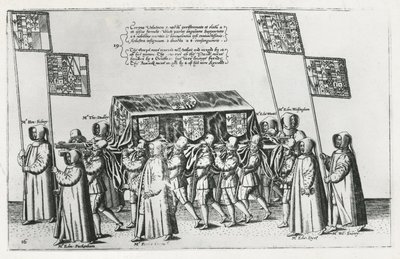 Kondukt pogrzebowy sir Philipa Sidneya w drodze do katedry św. Pawła, 1587 autorstwa Theodore de Bry