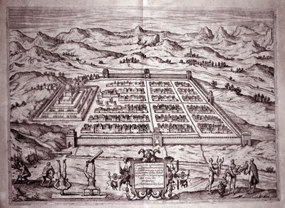 Widok miasta Inków Cuzco, Peru (Grawerowanie autorstwa Theodore de Bry